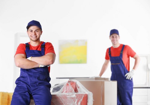 Professional movers loading household items into a van near Turnpike Lane