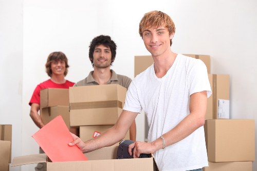 Packed boxes and furniture ready for transport during a Turnpike Lane removal